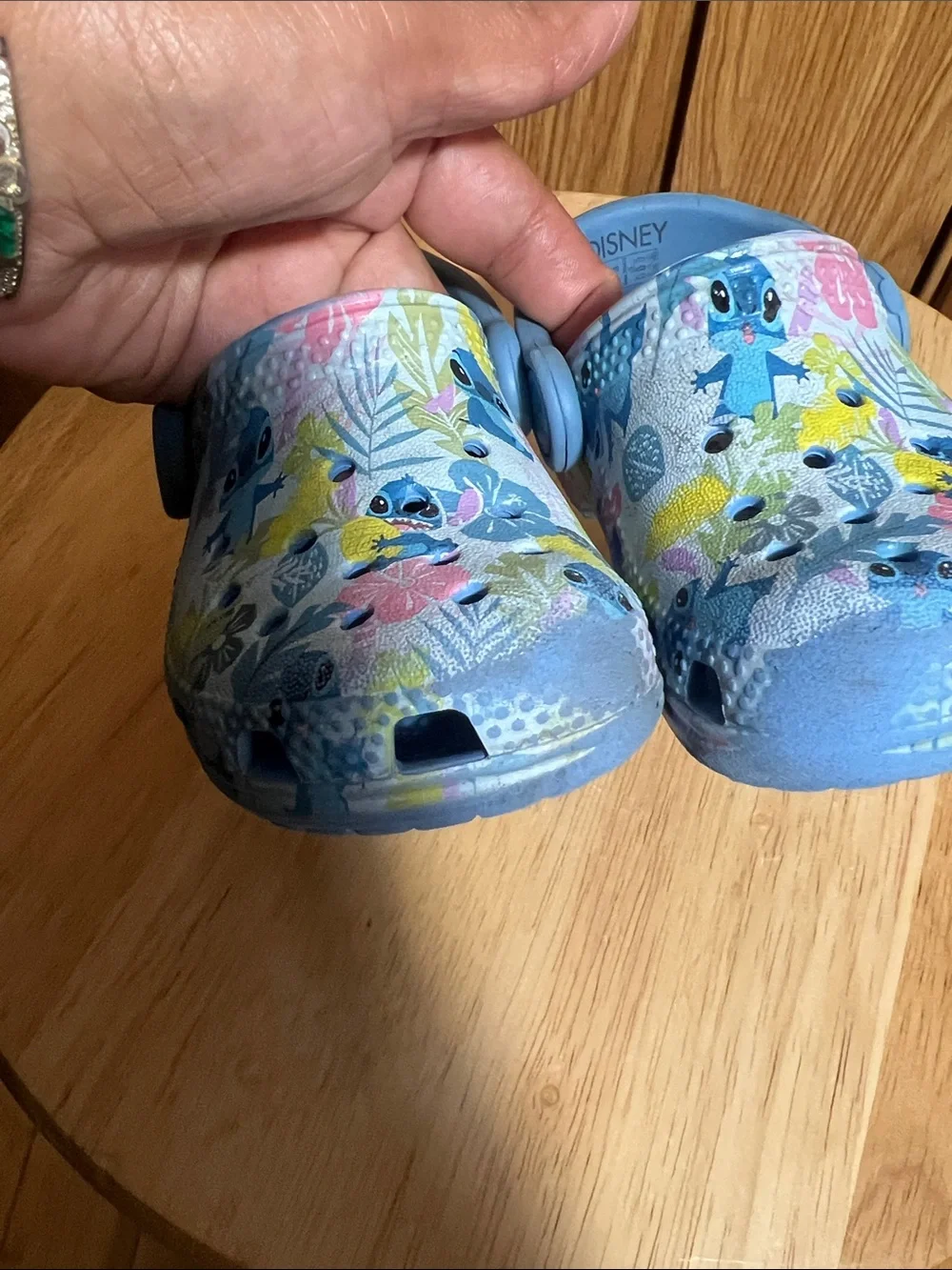 Disney Light Blue Stitch Floral Slip-On Clogs for Kids